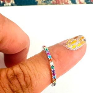 Sterling silver ring with rainbow stones